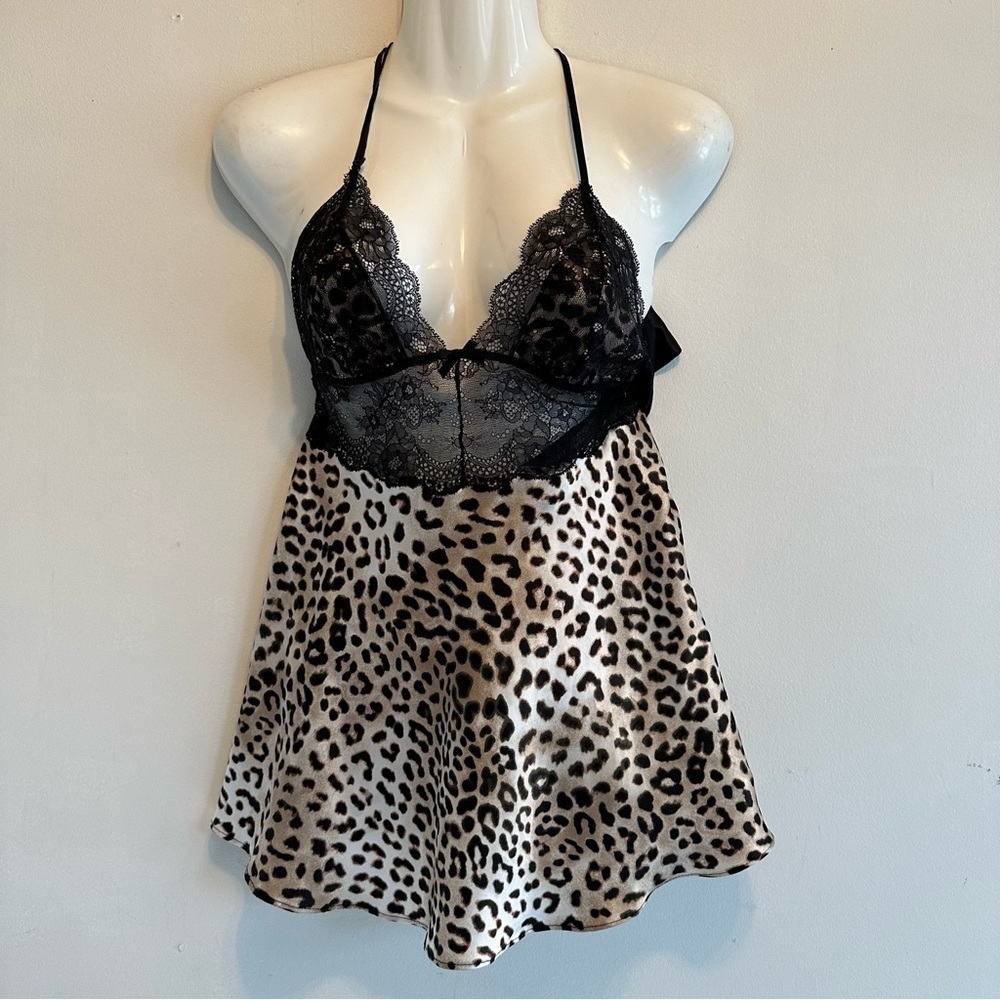 Victoria's Secret Y2k Brown + Black Floral Lace Halter Top Stretchy
